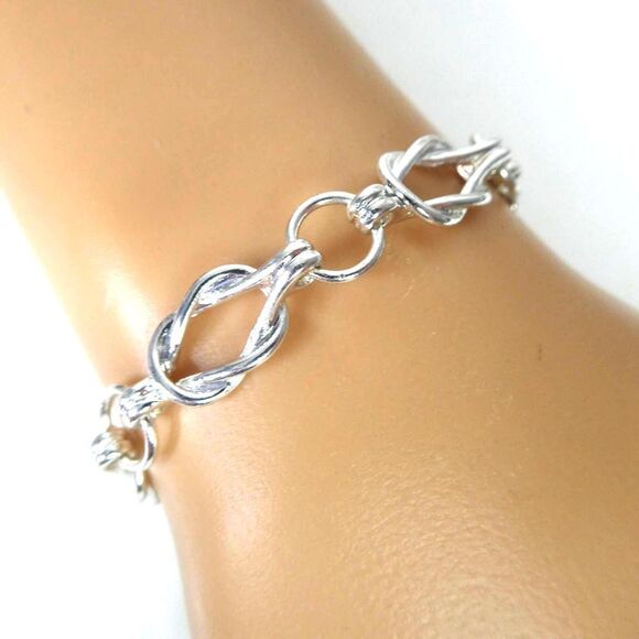 Sailor Knot Love Station Toggle Bracelet Silver Tone Nautical Maritime Knotted - Picture 1 of 7